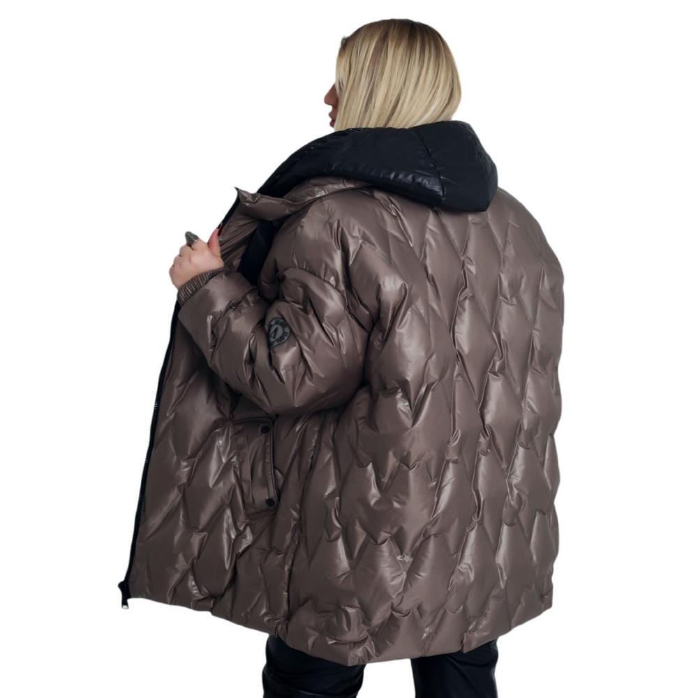 Fierte Damski płaszcz w dużym rozmiarze Ayl61846 Nadmuchiwany stały kaptur