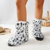 Women's Long Hair Boots Women's Winter Hot Girls Fashion Thermal Platform Mid-leg Boots Leopard Snow Boots