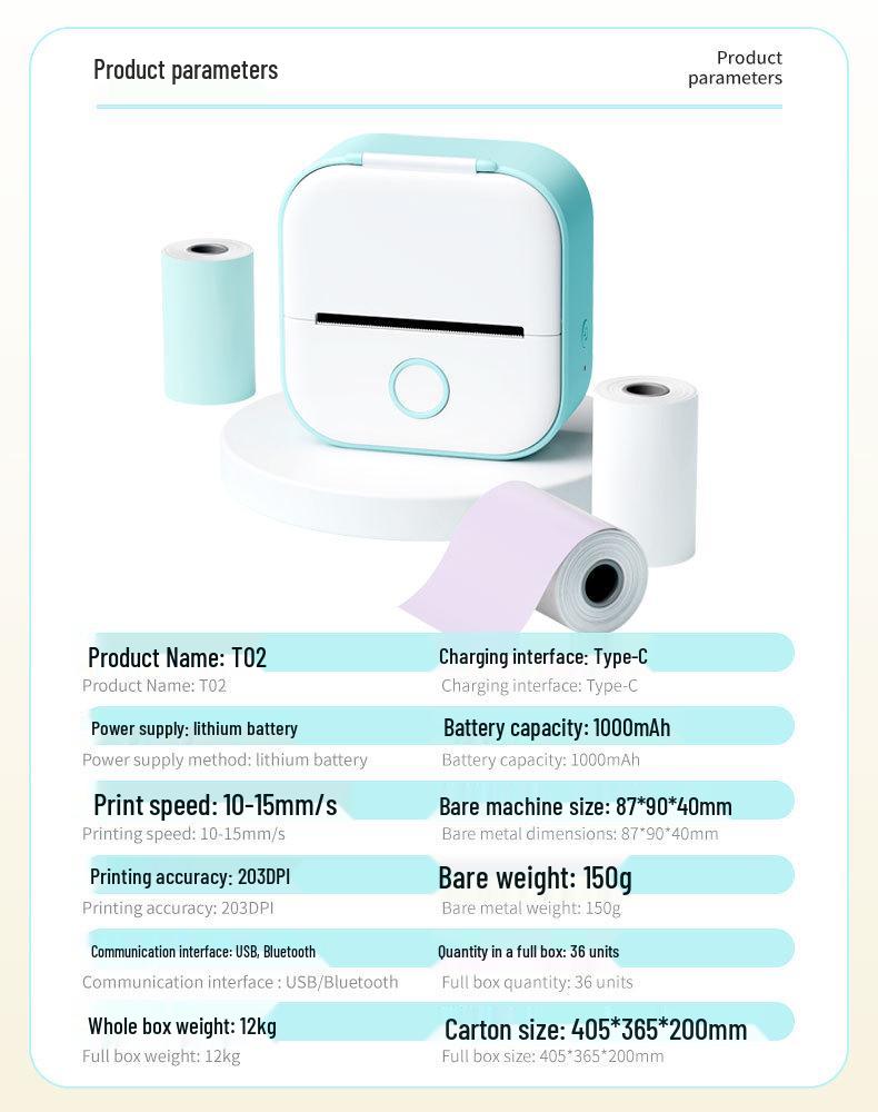 Phomemo M02 Portable Mini Thermal Printer – Bluetooth, Inkless for Mobile Devices