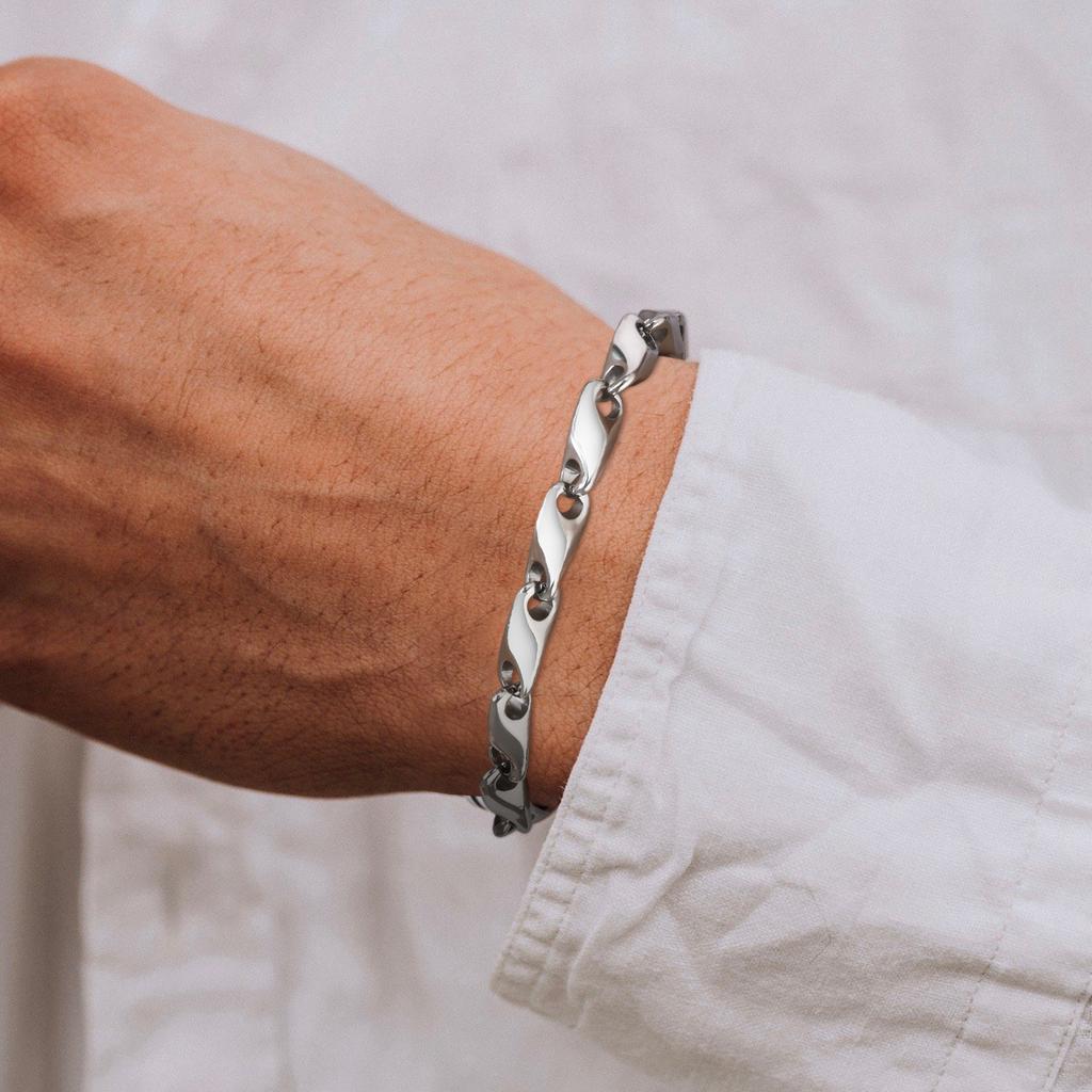 6,4 mm breite Gliederkettenarmbänder für Herren, Neue Mode Wasserdichte Edelstahlketten Armband Geschenk für Ihn Schmuck