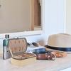 No-brand portable jewelry organizer travel case beige made synthetic material suitable women girls also ideal desktop decoration