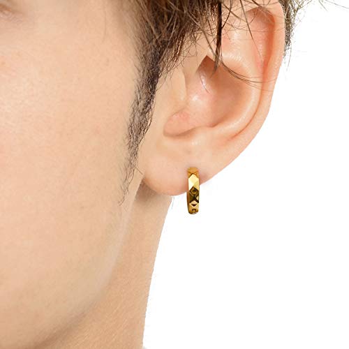 Lionheart Men's Single Earring, Stainless Steel Hoop, Gold Color, Perfect for Boyfriends, Simple Design
