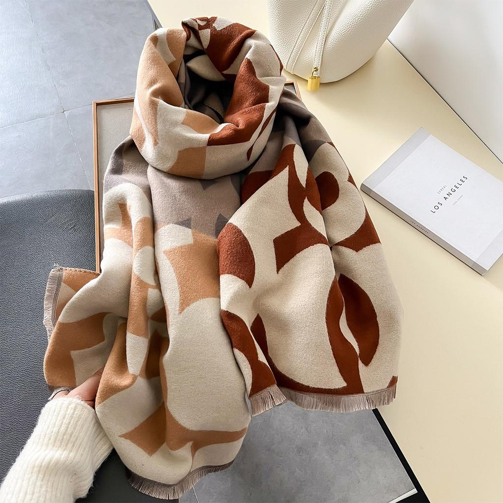 Elegant Ladie Cashmere Long Scarf Autumn Winter Thick Warmth Double Sided Tassel Shawl Coldproof Windproof Blanket Scarf Bufanda