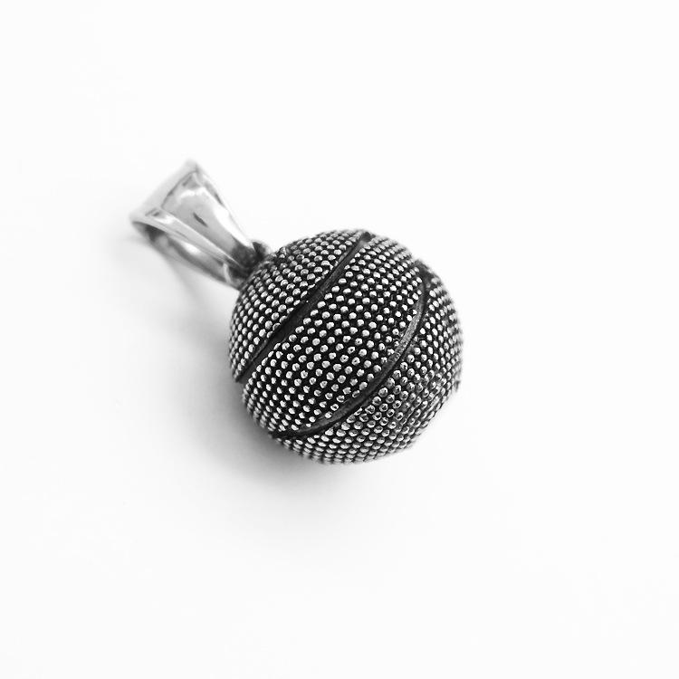 European-American Punk Hip-Hop Rock-Style Titanium Basketball Necklace for Men & Couples