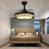 Led Invisible Blck Ceiling Fans Light 42" Retractable Blade Bluetooth Modern Folding Fan Lamp APP Remote Control Hanging Light