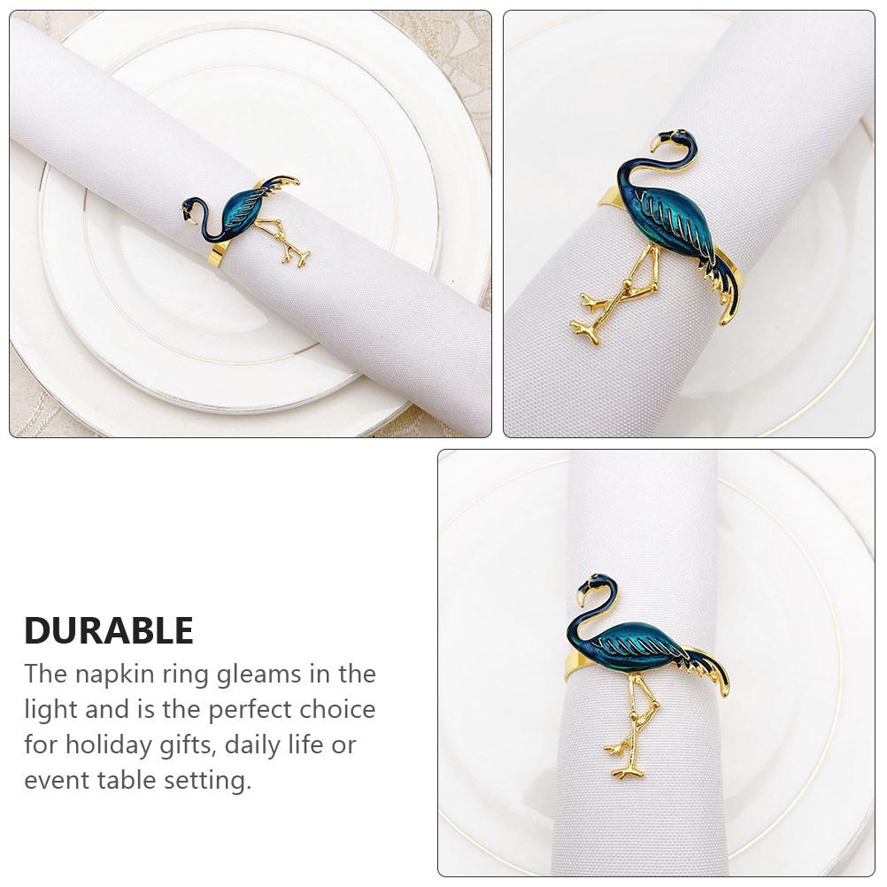 2Pcs Flamingos Napkin Rings Reusable Elegant Table Setting Accessories for Christmas Easter Valentine's Day Napkin Decor Buckle