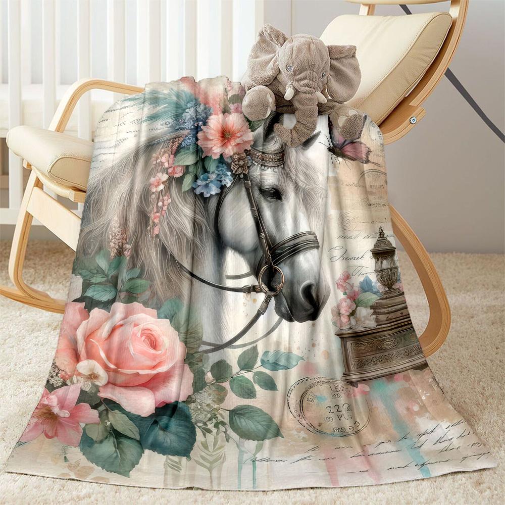 Horse Blanket Durable Comfort Great for Livingroom Couch Picnics for All Occasions Playful Design Suitable for Gifting Relatives and Friends