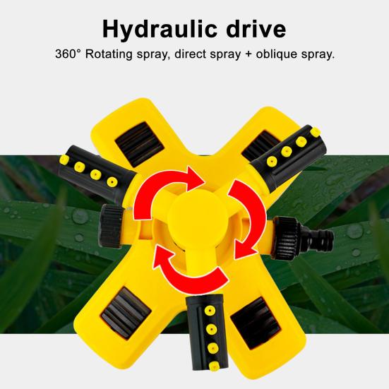 Automatic Garden Sprinkler 360-Degree Rotating Water Sprinkler 3-Arm Adjustable Sprinkler Garden Hose Attachment for Yard Lawn Irrigation