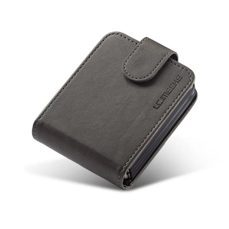 Calf Pattern Leather Case for Samsung Galaxy Z Flip 7 FE 6 5 4 5G Flip6 Cards Slot Wallet Flip4 Stand Skin Ultra Thin Cover