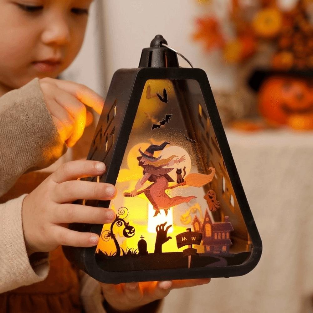 Battery Operated Halloween LED Lamp Plastic Handheld Lanterns Hanging Lantern Ghost Festival