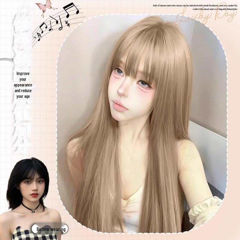 Xiaoyuan Japanese Long Straight Hair Wig - Fashionable, Age-Reducing Full Head Style
