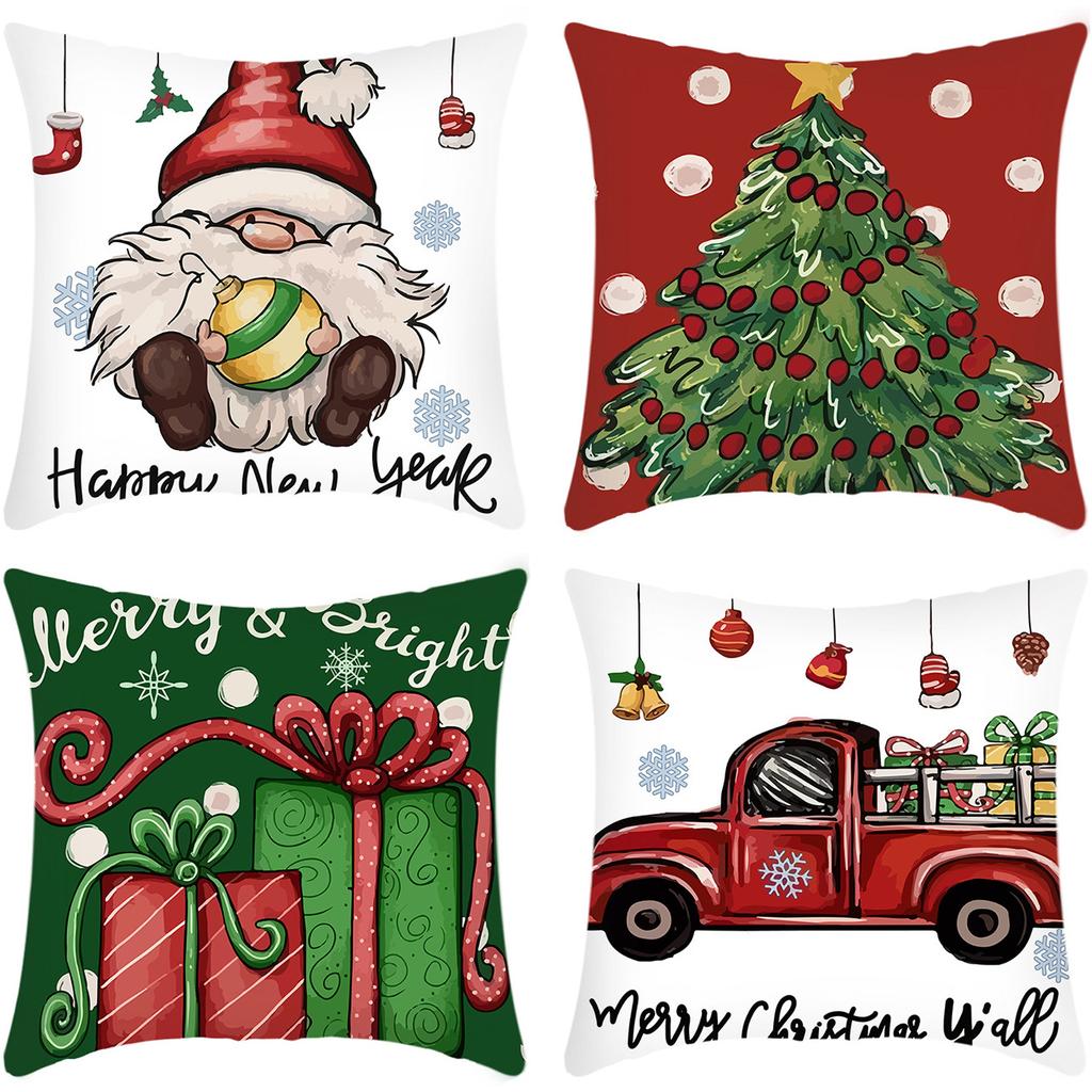 Popular Christmas Pillowcases for Holidays Santa Claus Linen Home Decoration Pillowcases