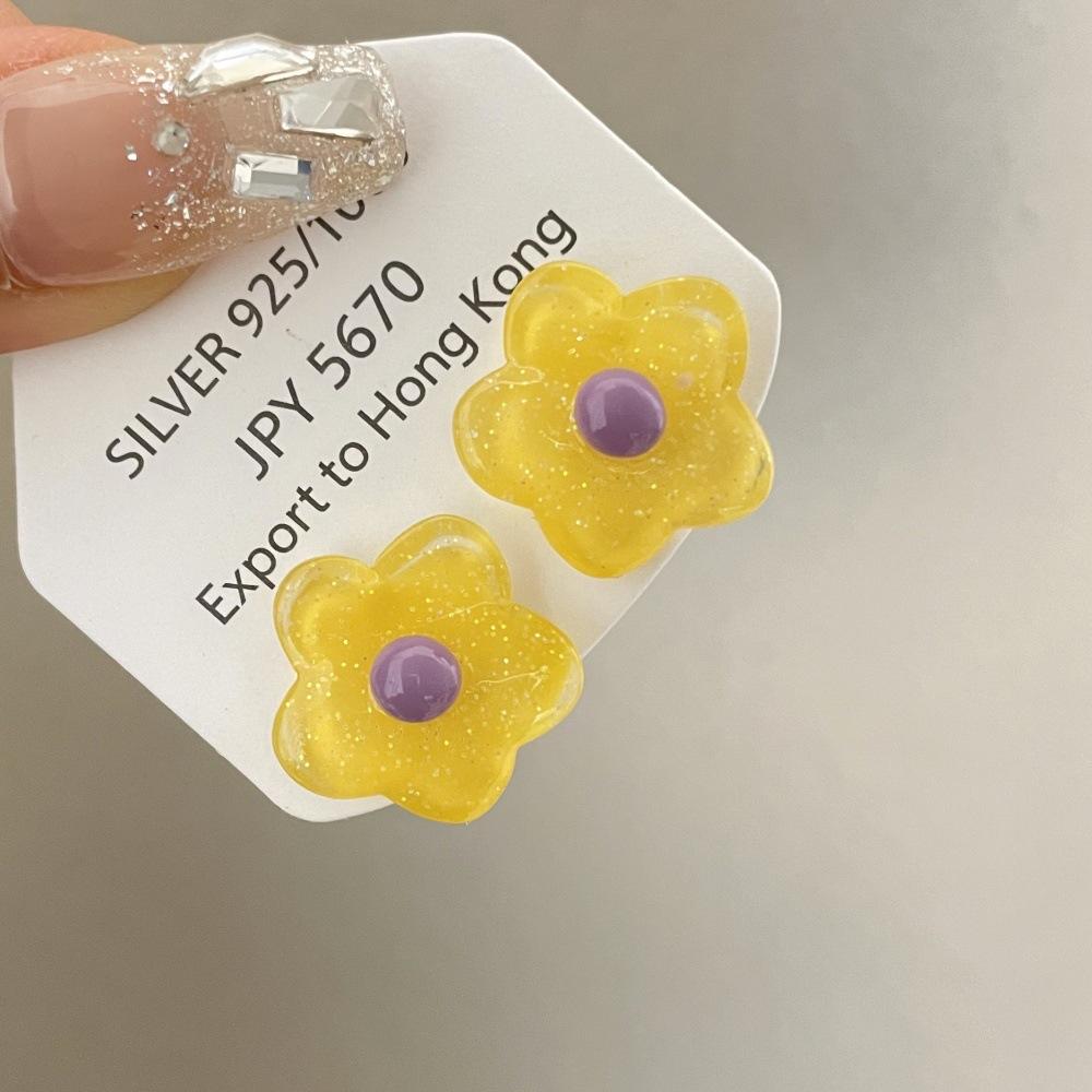 Цветные Цветочные Женские Элегантные и Милые Серьги Earring 1 pair жёлтый