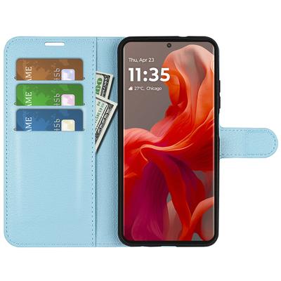 Etui portfelowe na telefon Motorola Moto G85 5G/S50 Neo 5G, skórzane z klapką, tekstura liczi