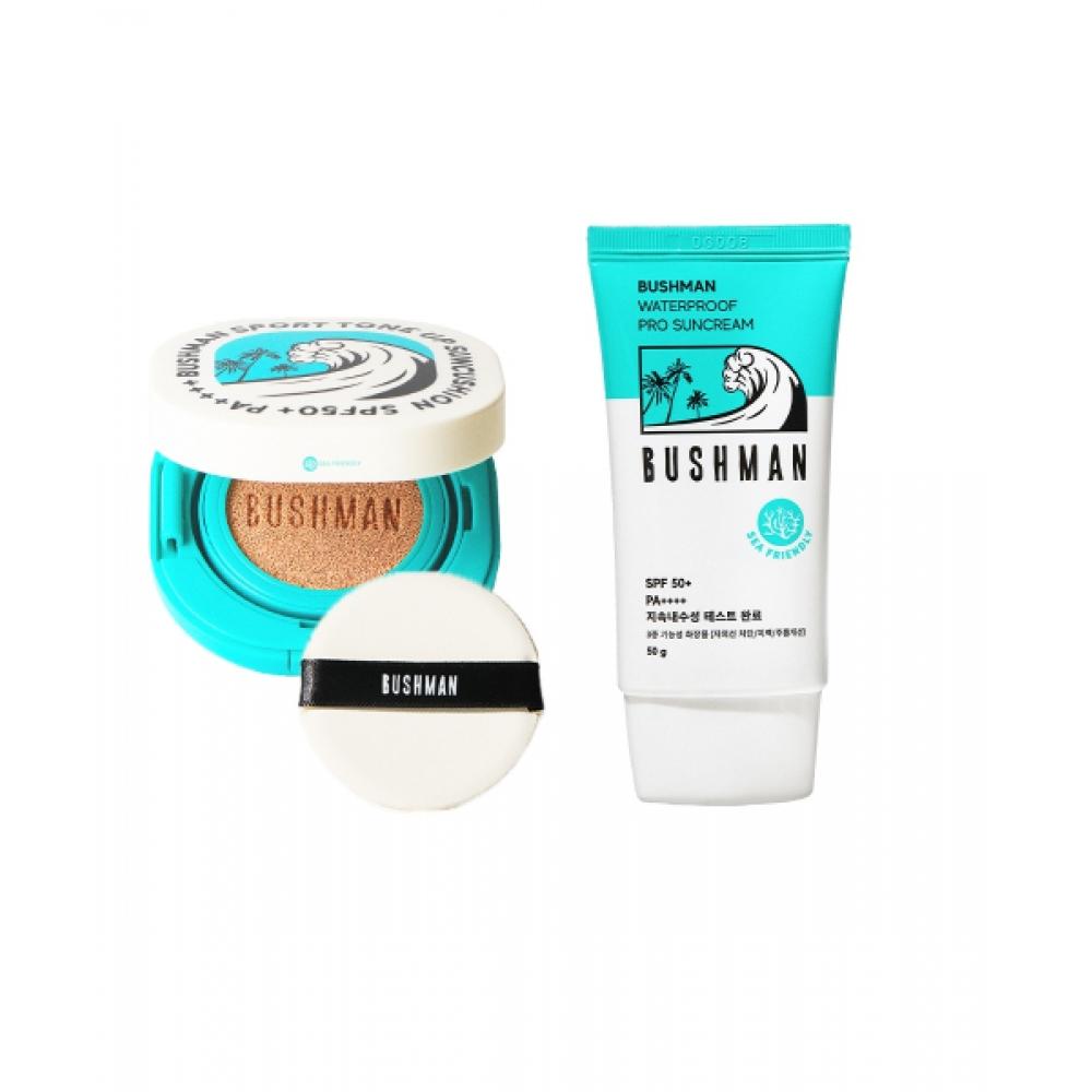 Bushman WaterProof Pro Sun Cream 50g Spf50+ Pa++++ + Sports Tone Up Sun Cushion 15g Spf50+ Pa++++ NONE
