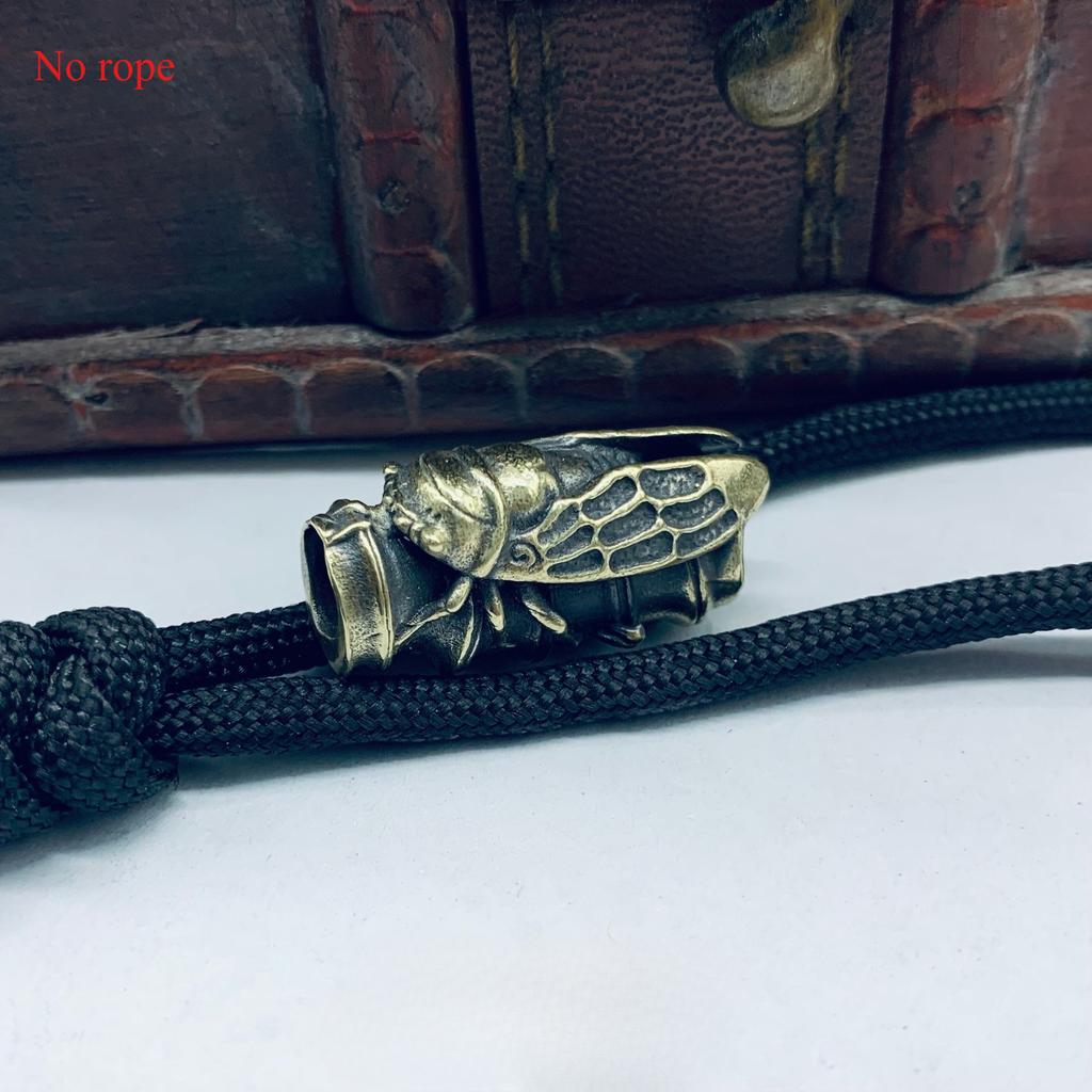 1Pc Bamboo Cicada Brass Knife Beads DIY Paracord Beads Lanyard Key Chain Pendant Accessories Outdoor Tool Umbrella Rope Hangings