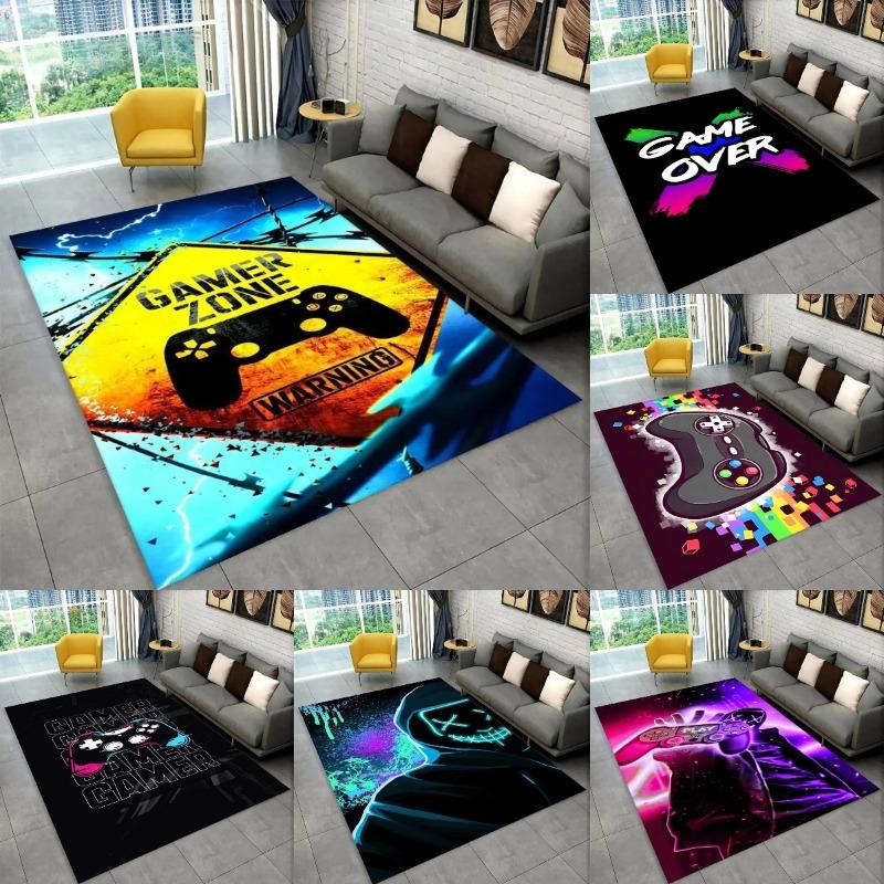 3D Cartoon Game Gamer Gamepad Area Rug Large,Carpet Rug for Living Room Kids Bedroom Sofa Doormat Decor,Child Non-slip Floor Mat