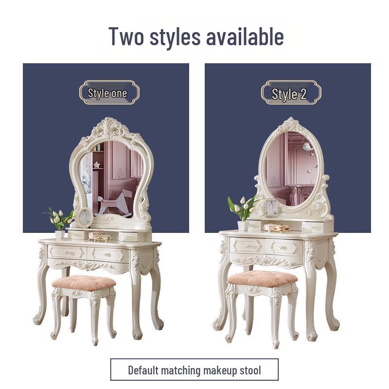 European Style Mini Dressing Table for Bedroom - French Princess Makeup Cabinet for Small Apartments, Modern Simple Design