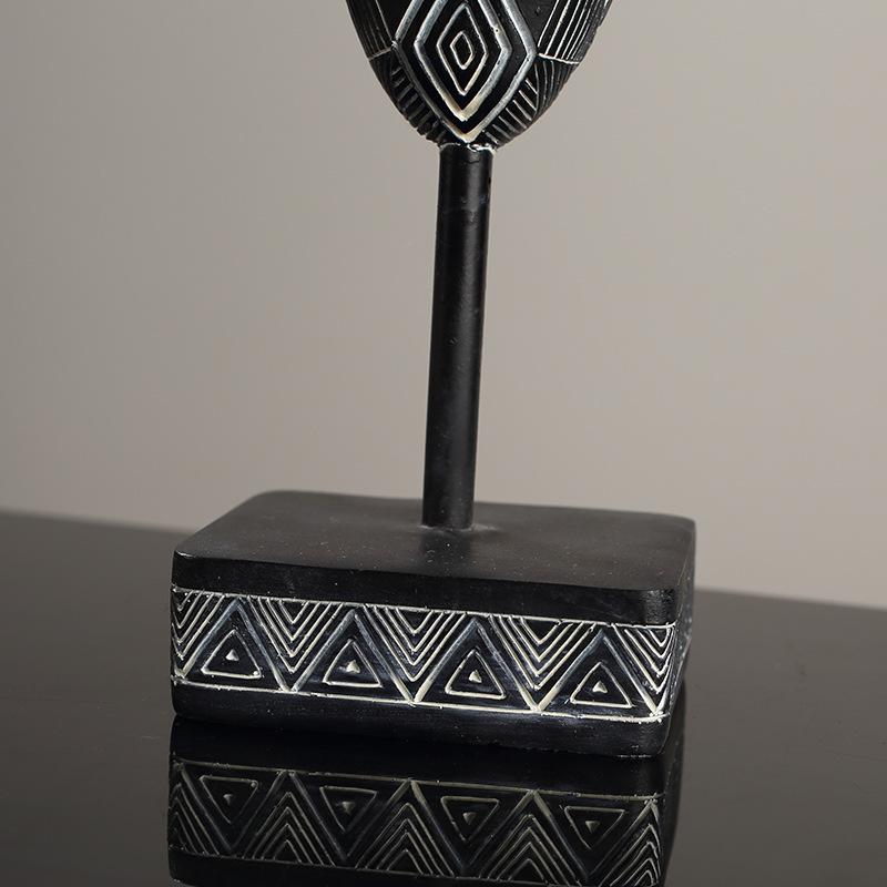 Retro African Style Art Mask Creative Ornaments Handmade Painted Resin Sculpture Handicraft Ornaments Decoration
