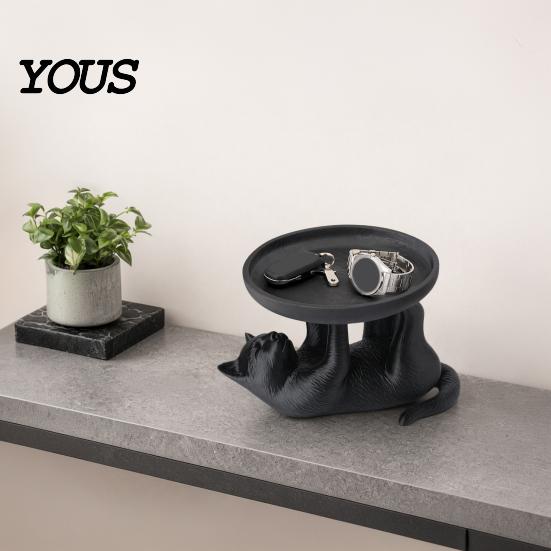 Jewelry Display Tray 3D Printed Reclining Cat Tray, Cute Ring Holder & Earring Organizer Dish for Dresser Vanity, Decorative Kitten Trinket Bracelets