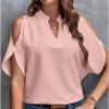 EastRogue Women's Summer Solid Color V-neck Off-the-shoulder Loose Chiffon Top