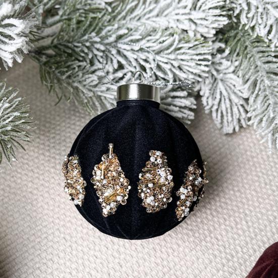 Velvet Christmas Balls Hanging Hoop Tree Decorations Xmas Party Ornaments Easy To Hang Plastic Holiday Decor for Home Office Parties