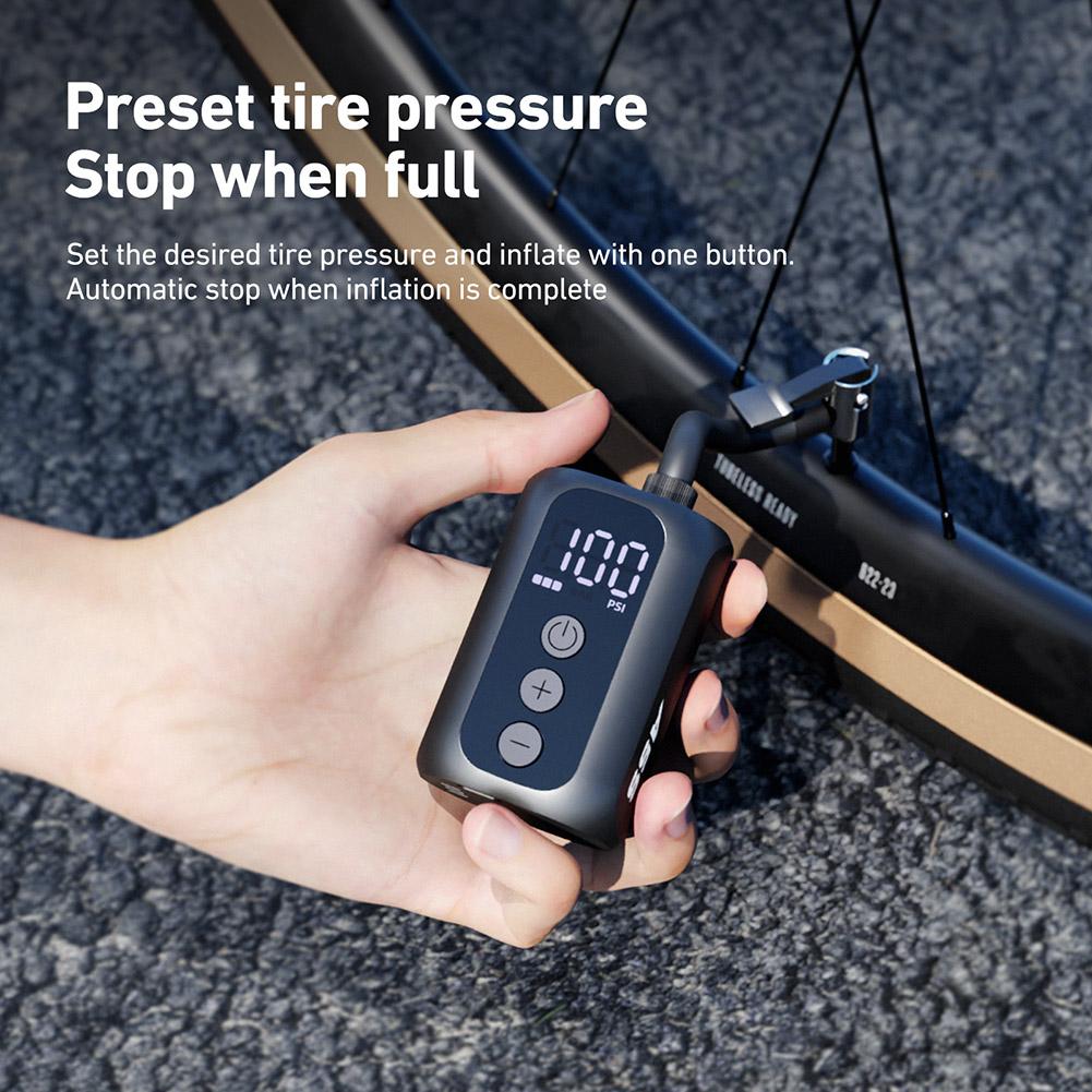 100PSI Mini Portable Air Pump USB Rechargeable Cordless Bicycle Tire Inflator Presta Schrader Valve Pump MTB Bike Accessories