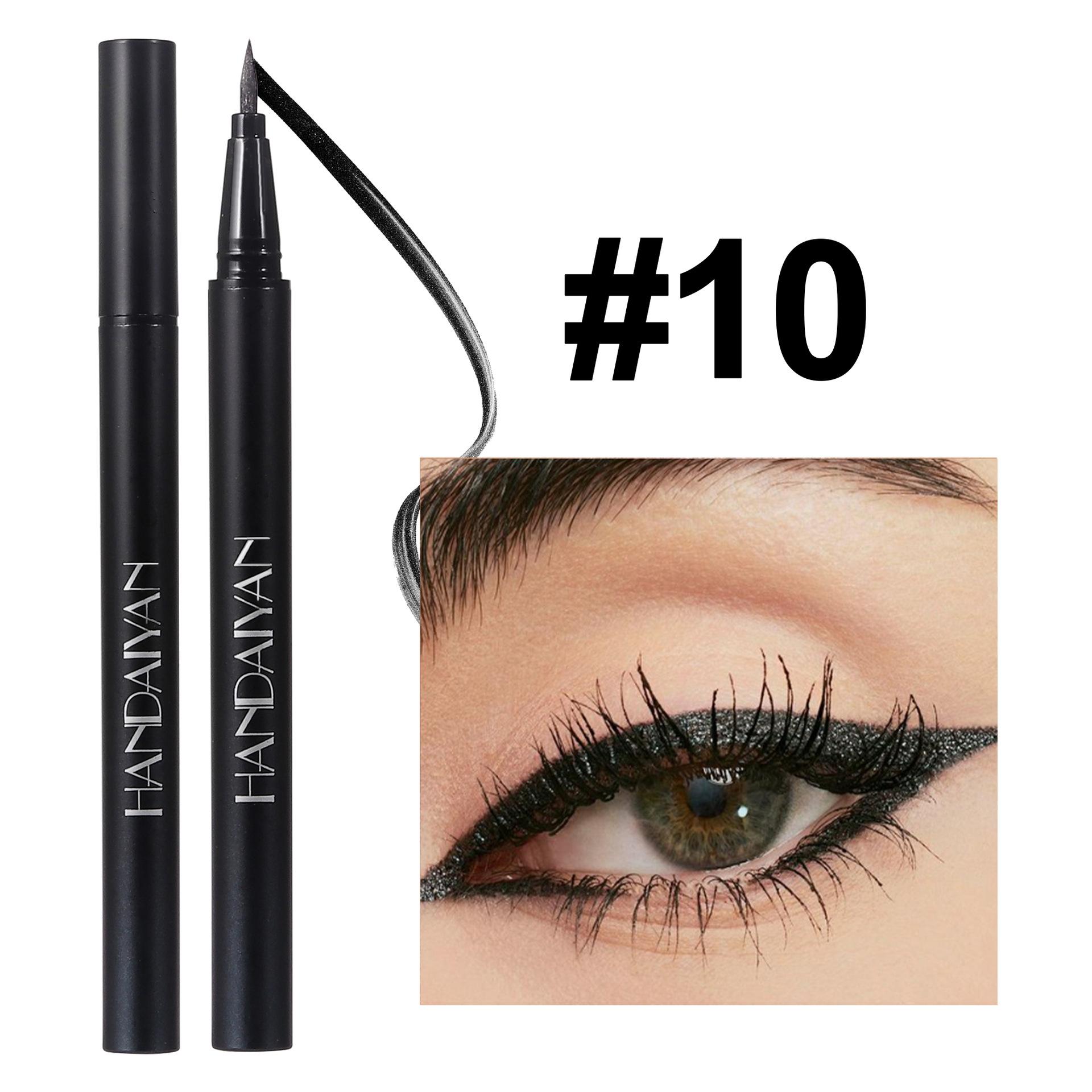

Metallic Gold Purple Liquid Eyeliner Pen High Gloss Eye Highlighting Waterproof Quick Dry Ultra-Fine Pearlescent Black Eye Line
