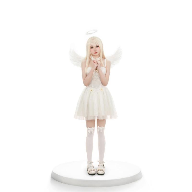 Halloween Black and White Angel Devil Costume Dark Devil Wings Adult Pure Desire Dress Set