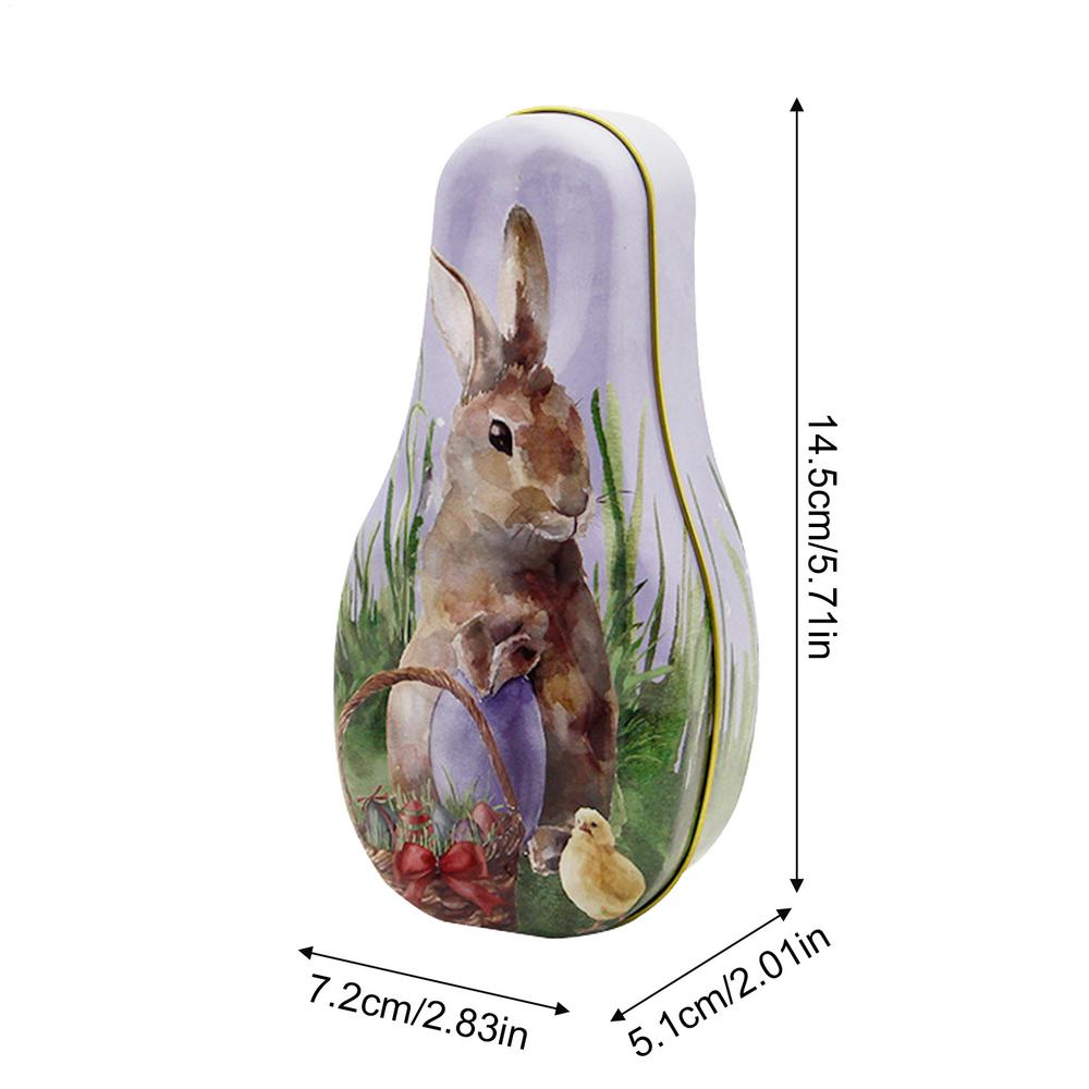 New Hot Easter Day Creative Bunny Egg Tin Box Rabbit Print Candy Gift Box Colorful Cartoon Rabbit Surprise Iron Box Kids Gift