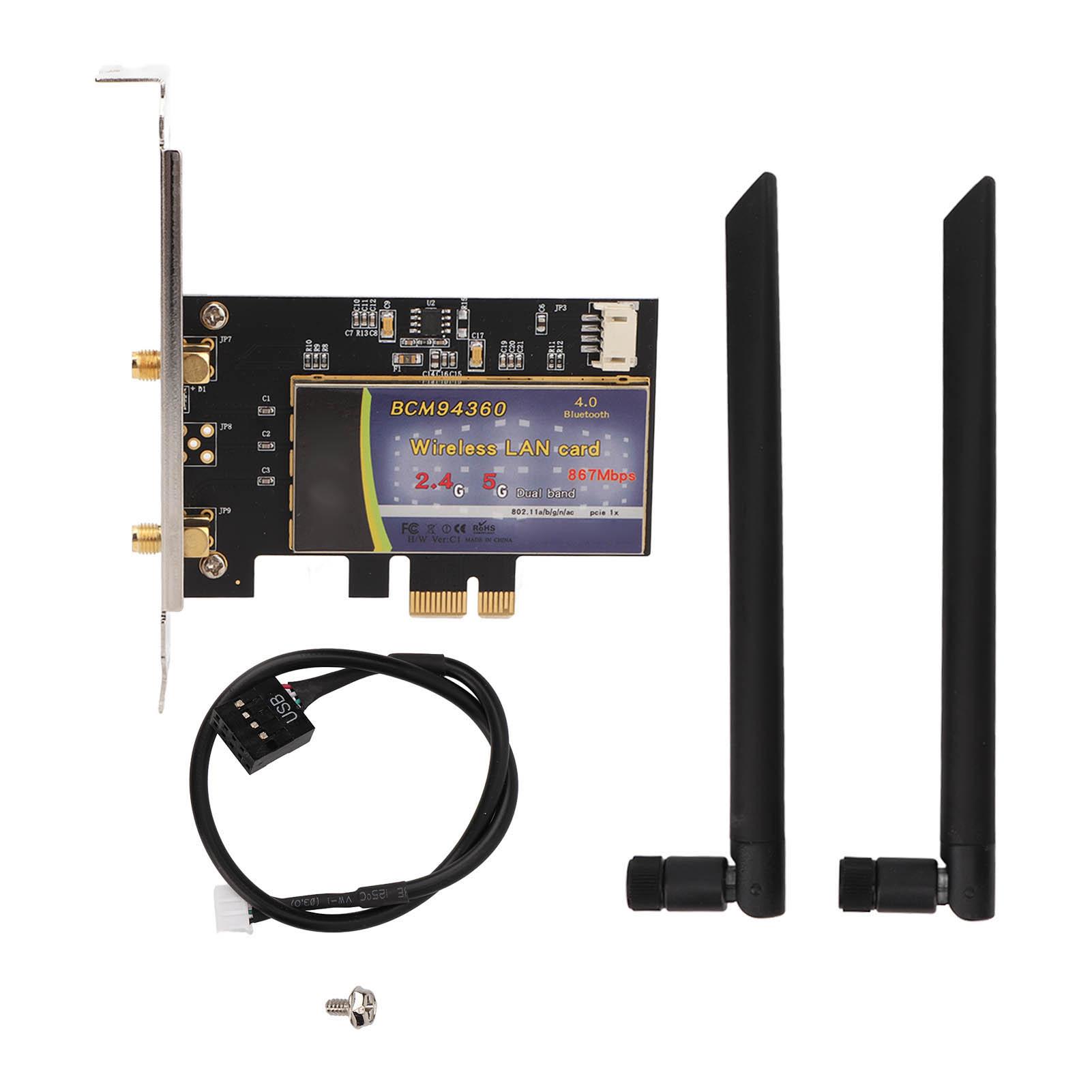 

PCI E Network Card BCM94360 1200Mbps PCB Material Computer WiFi Adapter for Win 10 for OS X System