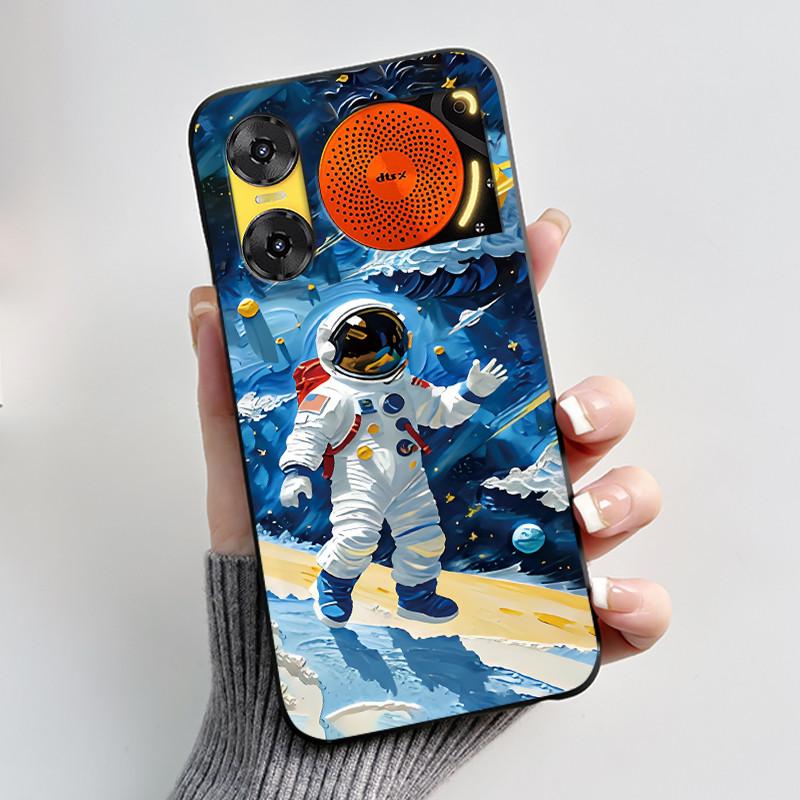 Custodia per Telefono Per ZTE Nubia Music 2 Custodia Z2460 Z2353 Estetica Gatto Carino Astronauta Nera Morbida TPU Silicone Copertura Protettiva Integrale