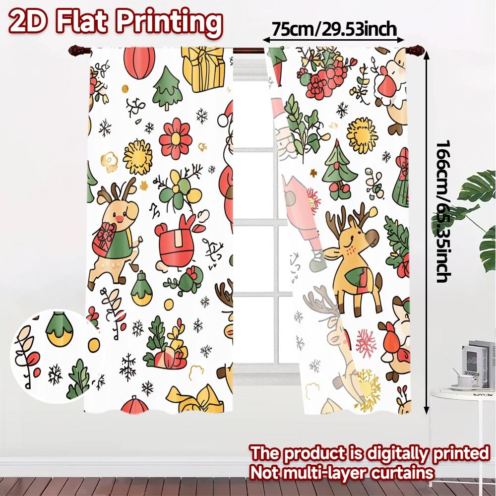 2pcs,Curtains Cute Santa Christmas_a (2) Minimalist Popular Curtains Durable 100% Polyester Fabric Curtains Outdoor Decorations