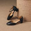 Krazing Pot Pelle Vera Punta Tonda Tacco Sottile Scarpe Estive Monocolore Taglia Grande 42 Cinturini con Fibbia Donna Scarpe Basse