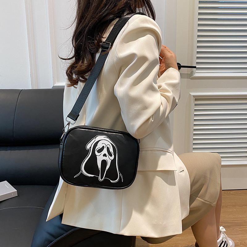 Trendy Vintage Skull Pattern Small Square Bag For Autumn 2024 Chic Korean Style