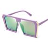 Fashion CE Certified UV400 Sunglasses Big Hexagon Flat Top Mirror Square Design Custom Logo Plastic Women Shades