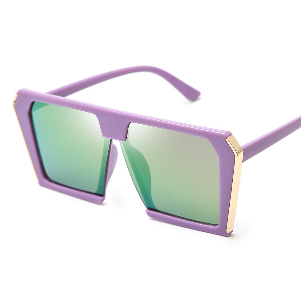 Fashion CE Certified UV400 Sunglasses Big Hexagon Flat Top Mirror Square Design Custom Logo Plastic Women Shades