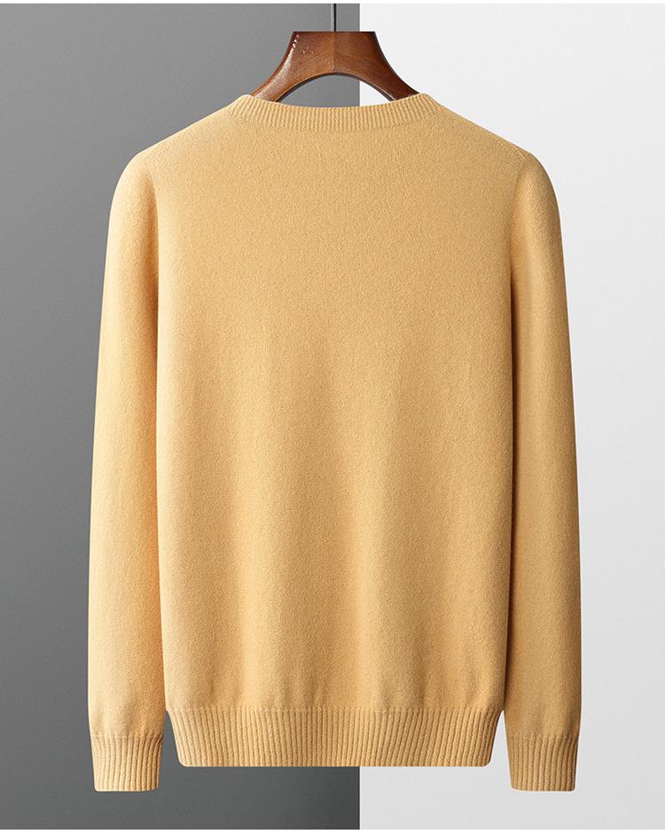 Men's Round Neck Cashmere Sweater - Business Casual, Loose Fit, Autumn Winter Knitwear