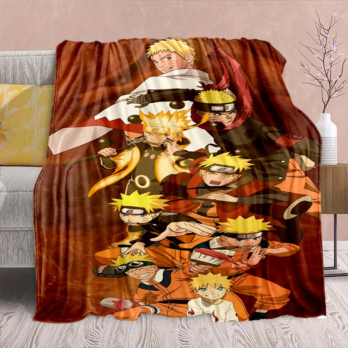 

Naruto Anime Flannel Blanket - Soft Warm Perfect for Sofa, Bedding Camping Travel Office Home Decor -QJY 75x90cm