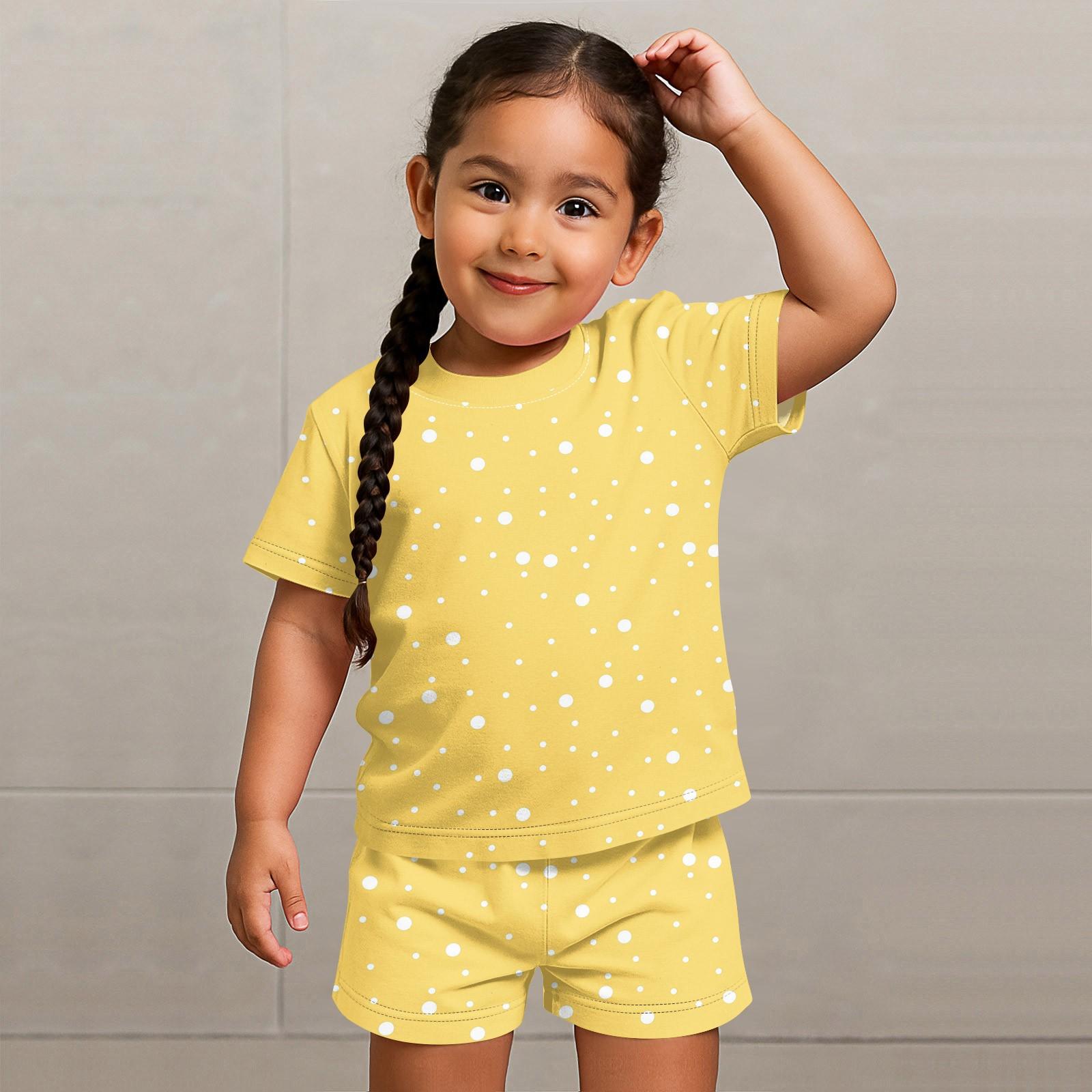 

Детский патриотический наряд - комплект из 2 предметов: короткий рукав и шорты для мальчика и девочки 90 жёлтый