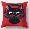 Trendy Black CatRetro Pop Art Pillow Cover Durable  Removable Washable Personalized Home Decorative Cushion Cover