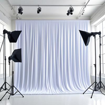 Yousheng Weißer Hintergrundvorhang Knitterarm Hochzeitsdeko Schwarzer Hintergrundstoff mit Stangentasche für Fotografie Veranstaltungen Partys Babyparty