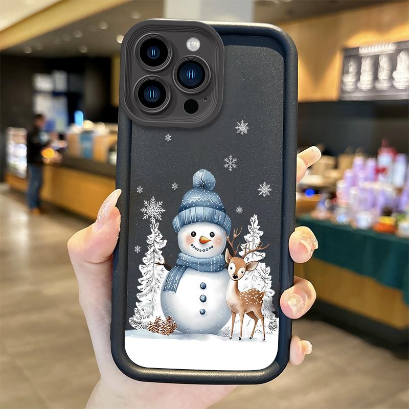 

New Christmas Tree Snowman Graphic Case For iPhone 16 Pro Max Case 15 14 13 12 11 Pro XR X XS Max 8 7 Soft Liquid Silicone Cover iPhone 8 7