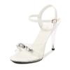Fashion 2025 Summer Korean Style Chain Sandals Cross Ankle Straps Sexy Bling 11CM Thin High Heels Platform Peep Toe Roman Women Shoes