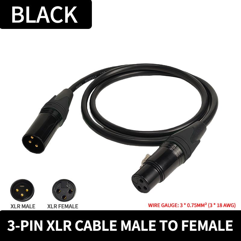 XLR Microphone Cable 3-Pin Male to Female 50cm 1m 2m 3m 5m 10m Balanced Audio Cable for Mic Speaker Amplifier PA System