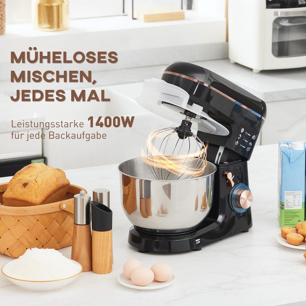 Stand Mixer, Kitchen Machine, Mixing Appliance, 6 Speeds, 5.5L Stainless Steel Bowl, Black