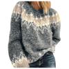Fashion Women  Long Sleeve Leoaprd Print Patchwork Knitted Warm Sweater