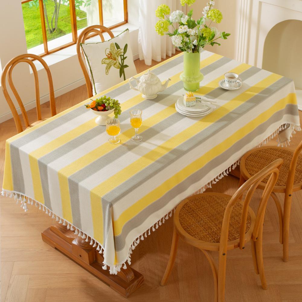 Striped Cotton And Linen Tablecloth, Living Room American Dining Table Mat, Rectangular Coffee Table Tablecloth, Simple, Small And Fresh