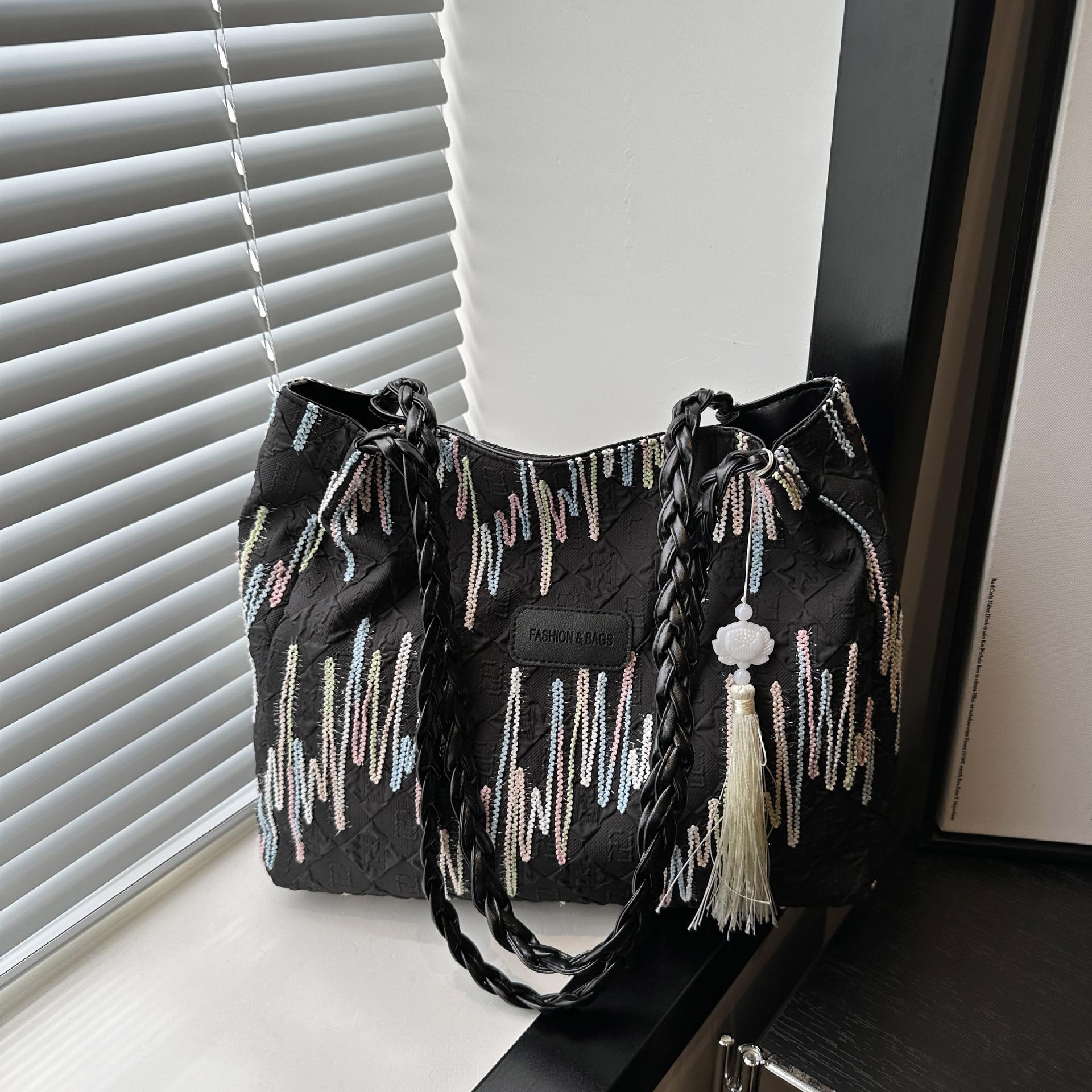 

Корея Тоут Сумка Молния Мода Сумка на Плечо Креативная Сумка с Принтом Полоски Деловые Поездки чёрный