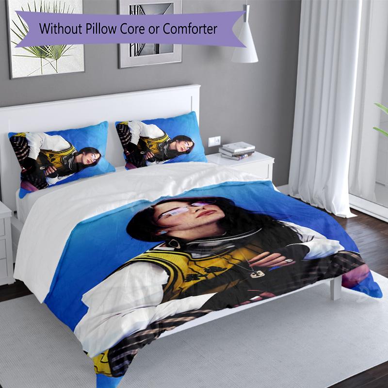 3pcs singer Billie Eilish1 pattern bedding set duvet cover set includes duvet cover &pillowcases, perfect all season bedroom decoration & gift